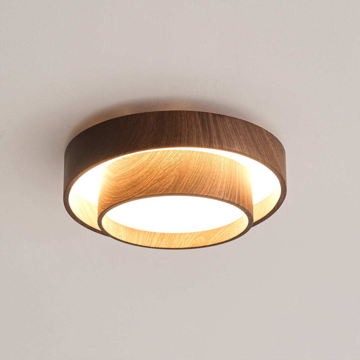 Vaako Ceiling Lamp | Walnut Finish LED Ceiling Light | Wood Bedroom