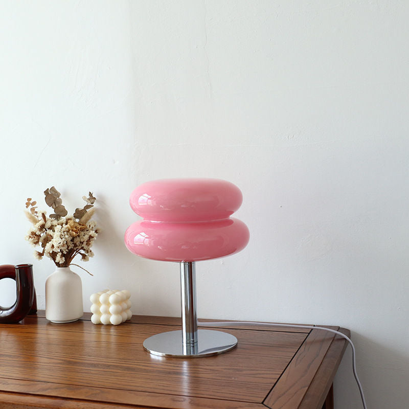 Italian Designer Glass Table Lamp | Modern Retro Accent Light | Polished Chrome LED Handcrafted