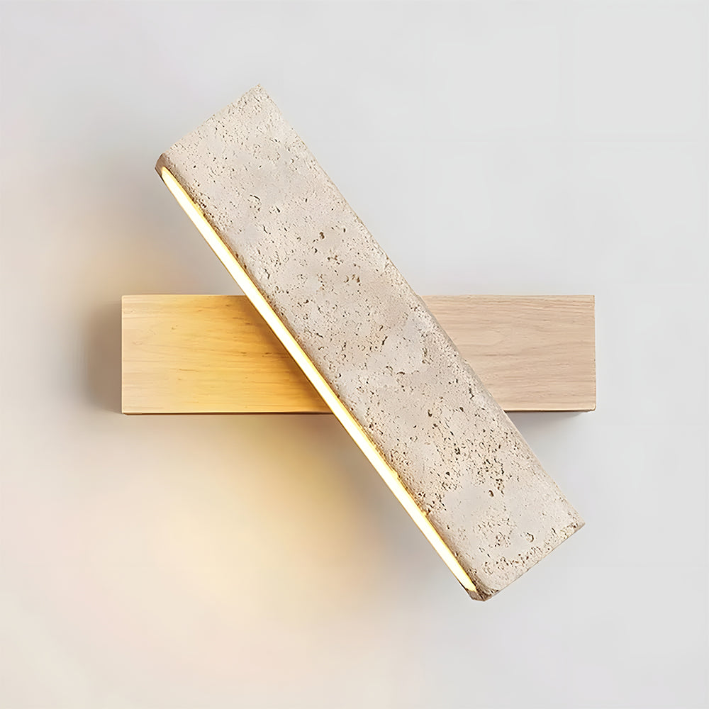 Travertine Wall Light | Modern Minimalist Design | Travertine Stone Wood LED Bedroom