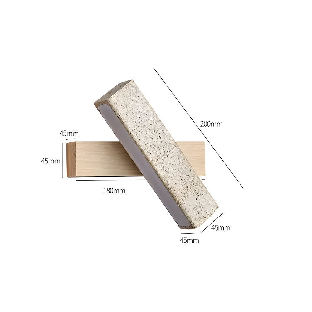 Travertine Wall Light | Modern Minimalist Design | Travertine Stone Wood LED Bedroom