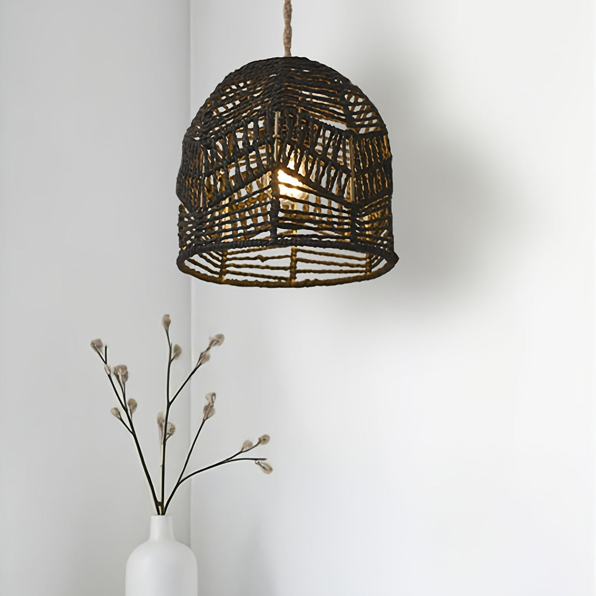 Handwoven Rope Pendant Shade | Rustic Farmhouse Chandelier Design | Pendant Light Handcrafted