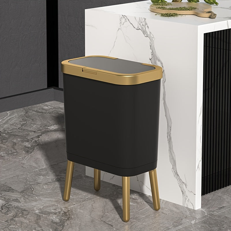 15L Modern Odour-Sealing Trash Can with Elevated Legs | Stylish Waste Bin for Kitchen, Living