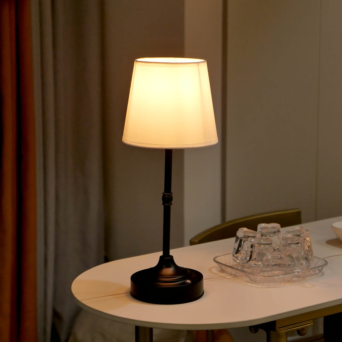 Dimmable Cordless Table Lamp | USB Rechargeable | Metal Soft-Touch Fabric Touch Control Bedside
