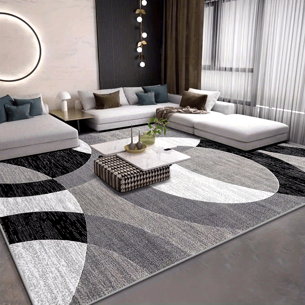 Orbit Weave Geometric Rug | Soft Velvet Non-Slip Floor Mat | Soft-Touch Fabric Non-Slip