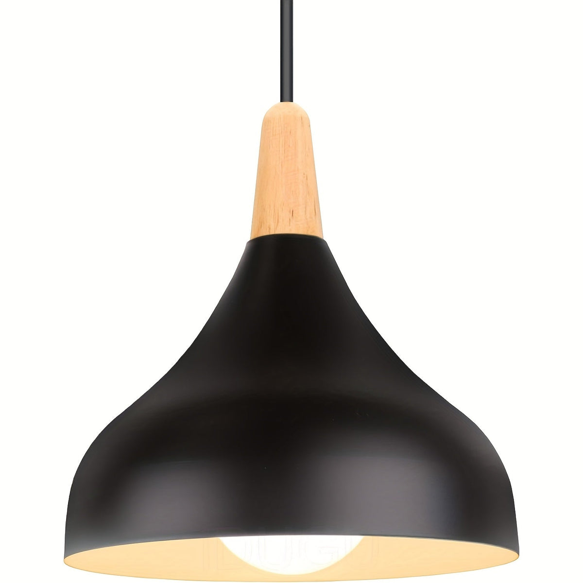 Modern Teardrop Pendant Light | Metal & Wood Hanging Lamp | Adjustable Nordic Industrial