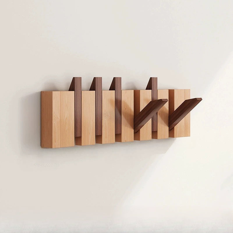Wooden Wall Hooks | Foldable Piano Key Design Hanger Rack | Wall Organiser Wood Adjustable