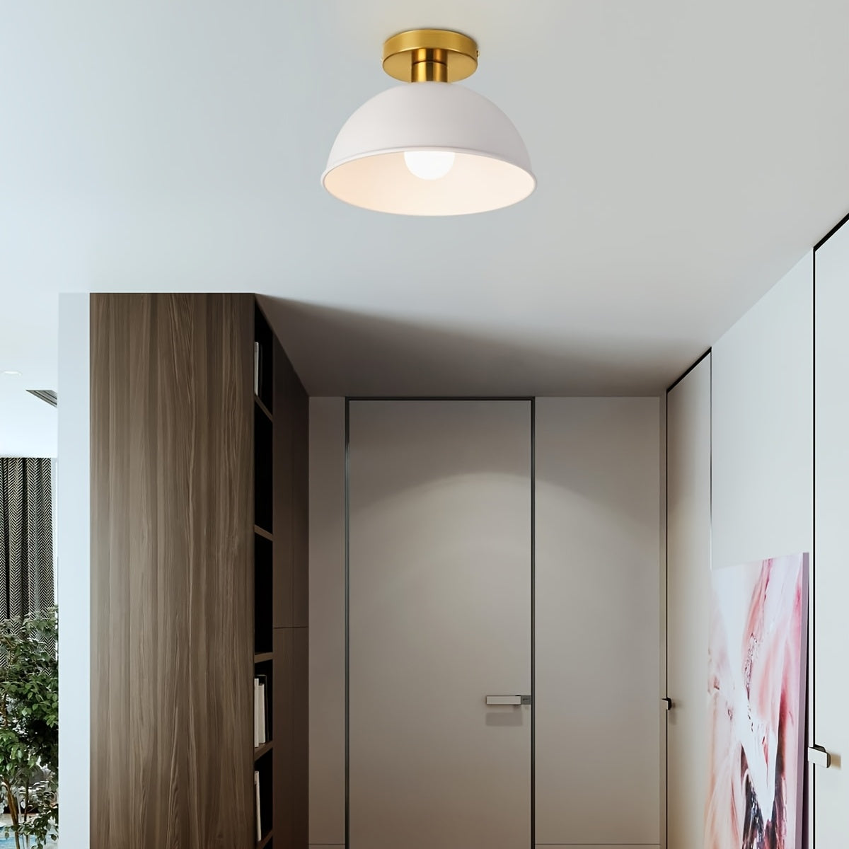 Modern Semi-Flush Ceiling Lamp | Matte Metal Finish | Ceiling Light Brass Iron Nordic Bedroom