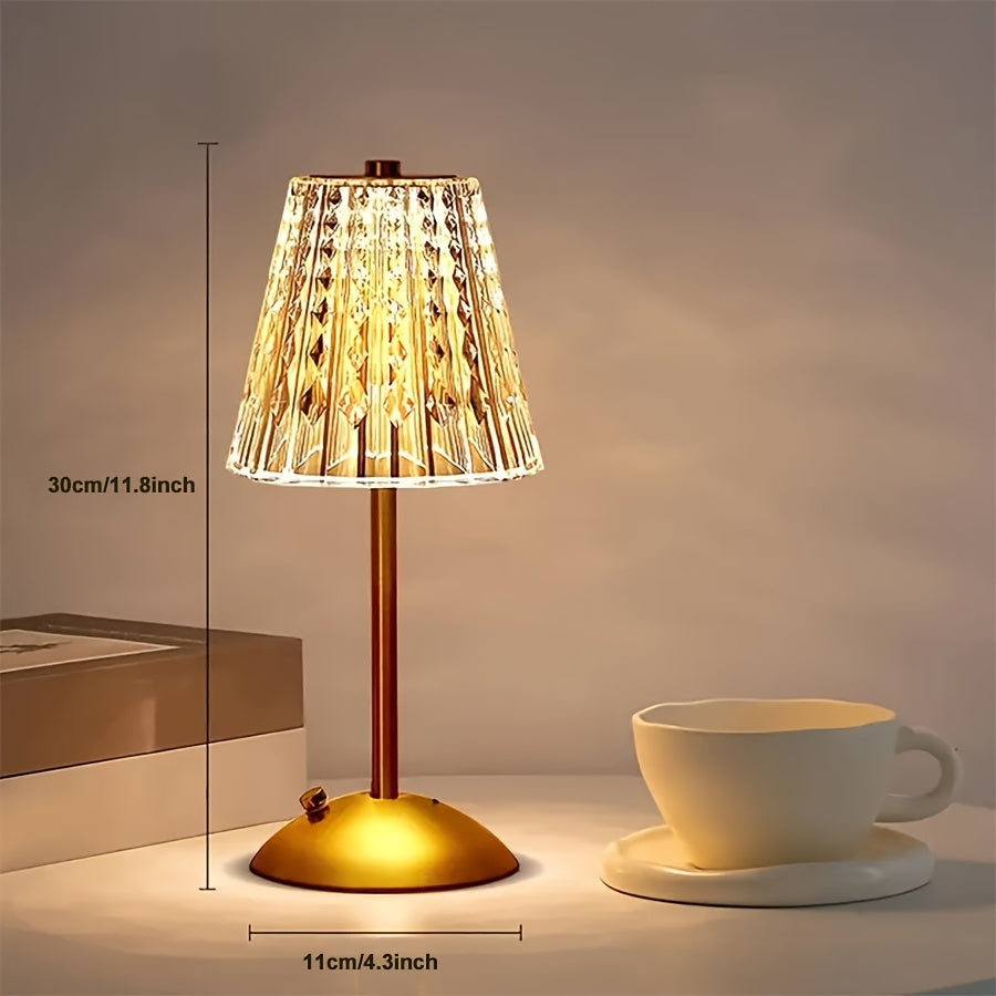 Crystal Touch Table Lamp | USB Rechargeable | Dimmable Touch Control Adjustable Bedside