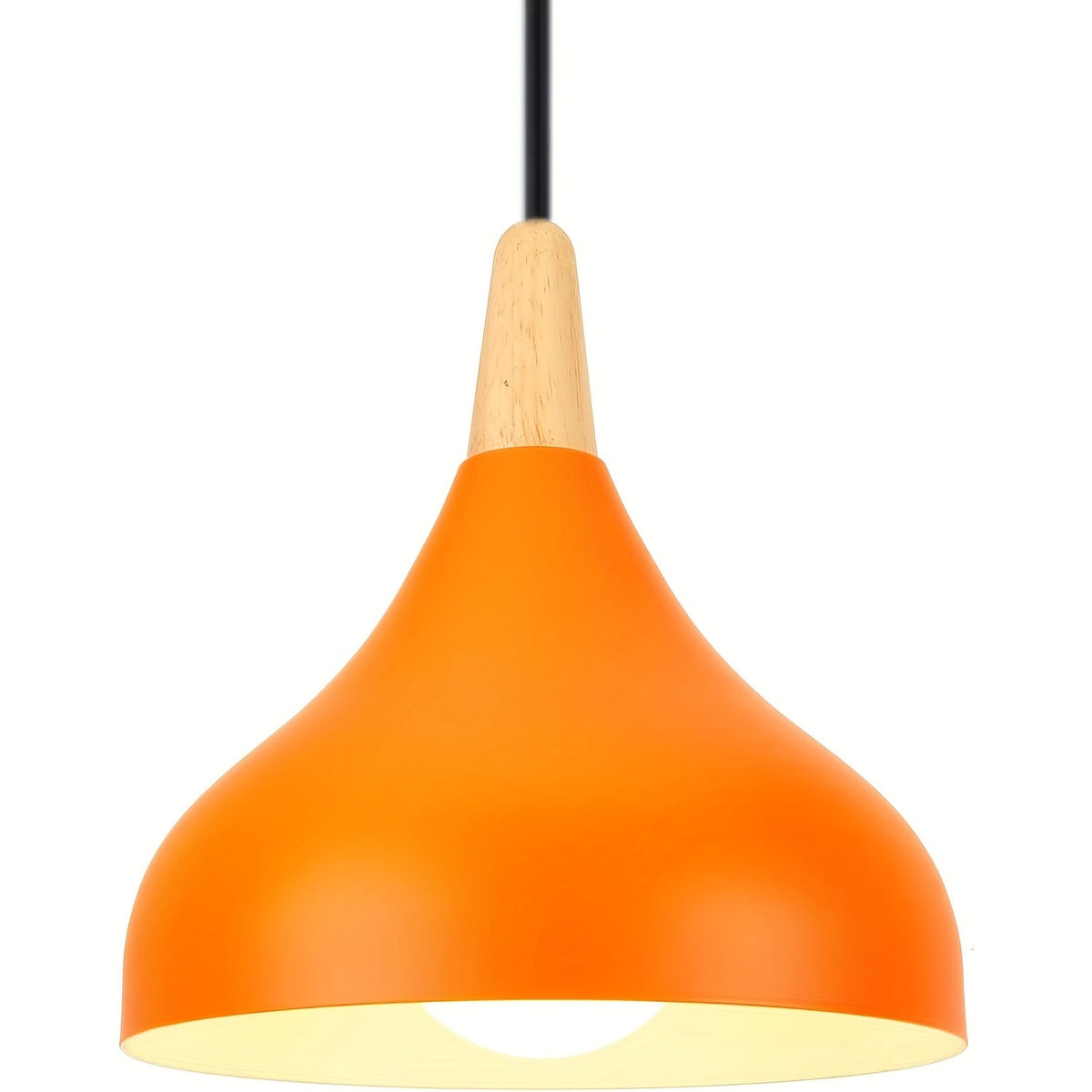 Modern Teardrop Pendant Light | Metal & Wood Hanging Lamp | Adjustable Nordic Industrial