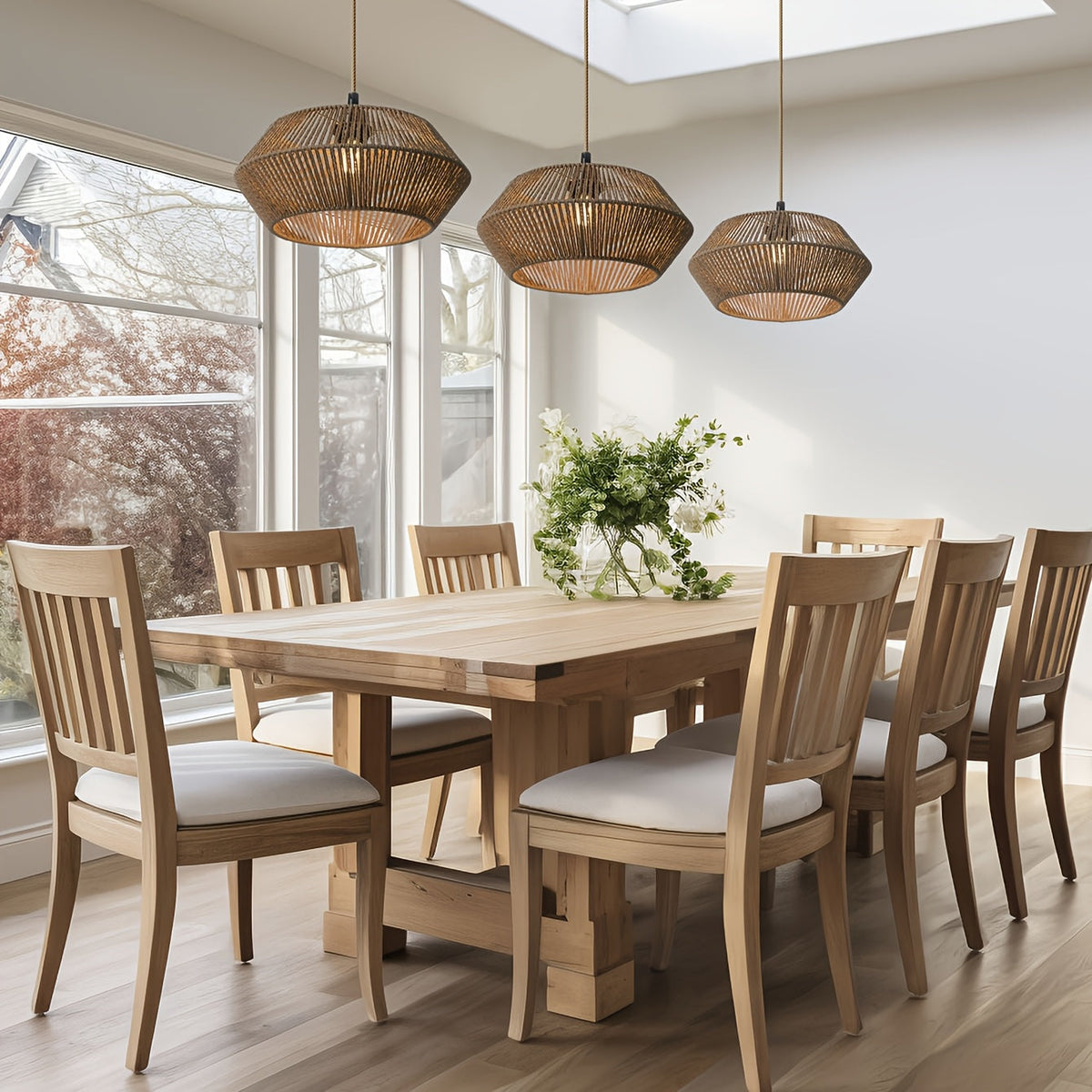 Handwoven Paper Rope Pendant Light Shade | Modern Natural Design | Handcrafted Dining Room