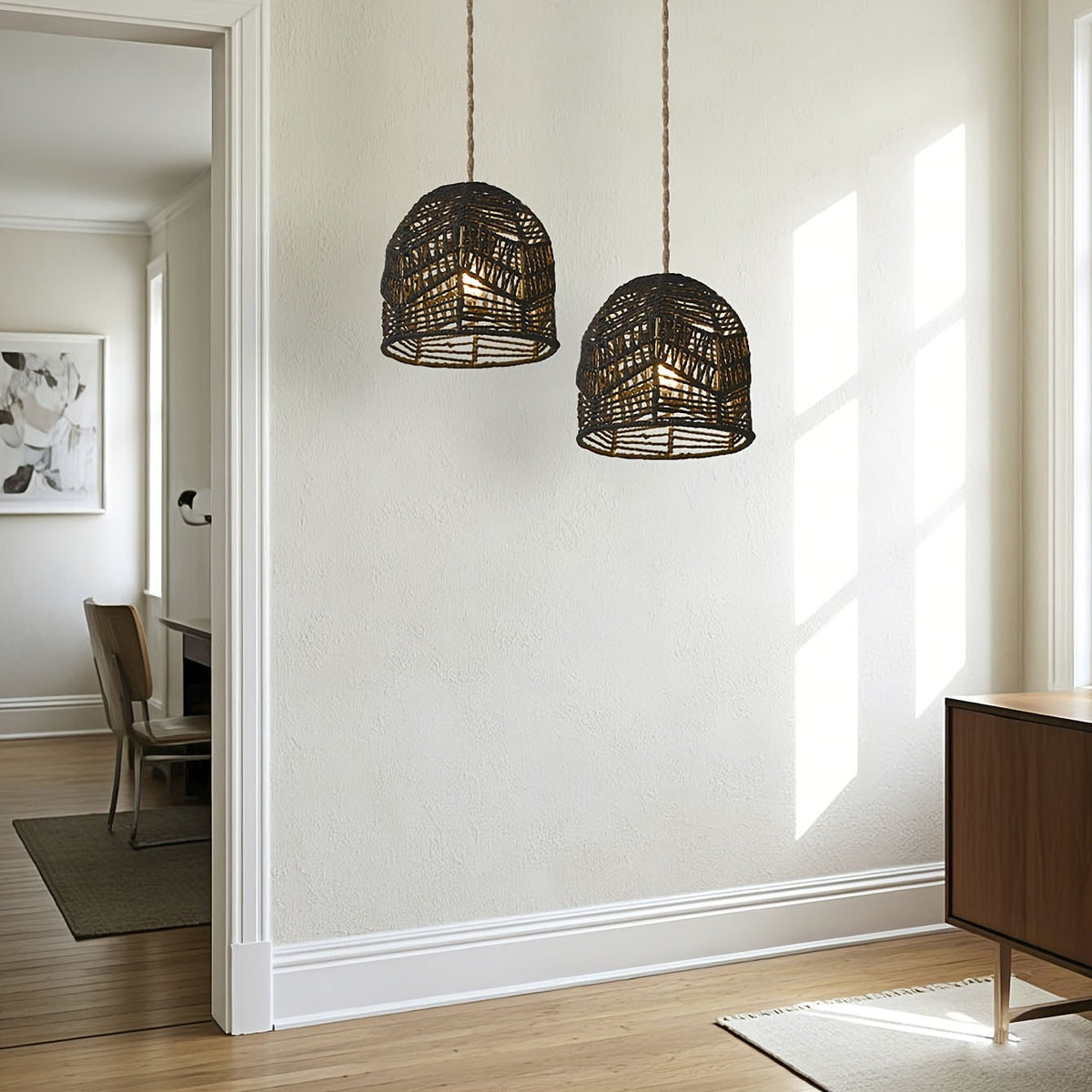 Handwoven Rope Pendant Shade | Rustic Farmhouse Chandelier Design | Pendant Light Handcrafted