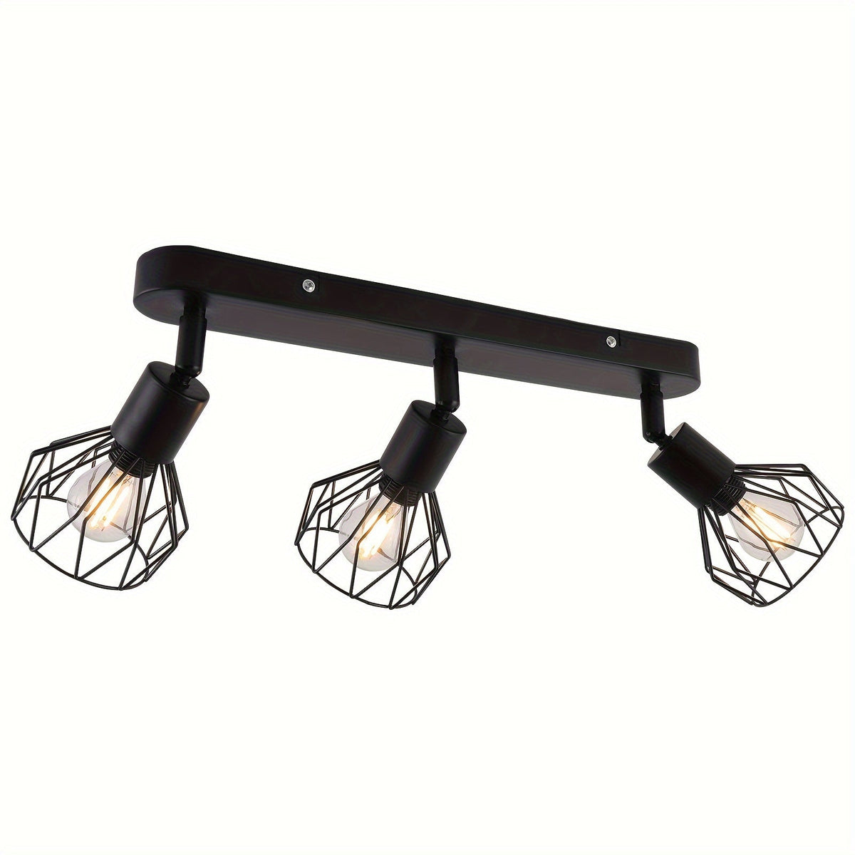 Vintage 3-Light Ceiling Spotlight | Industrial Black Metal Fixture | Iron Adjustable Bedroom