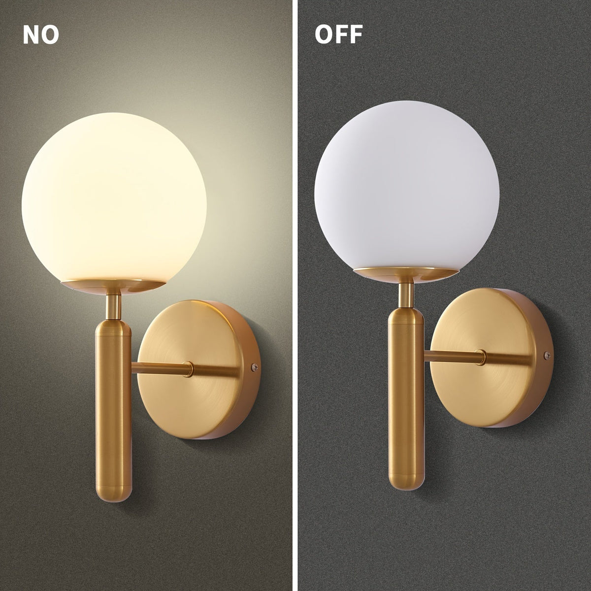 Modern Glass Globe Wall Sconce | Polished Metal Semi-Flush Mount Fixture | Ceiling Light