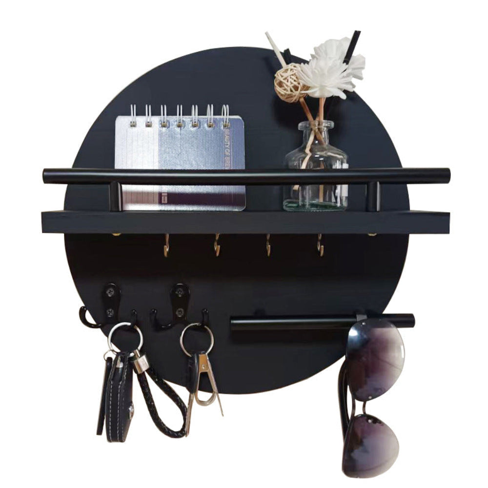 Round Wooden Key Holder | Stylish & Eco-Friendly Wall Organiser | Wood Metal Hallway
