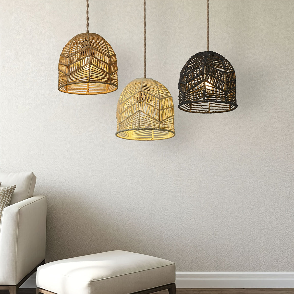 Handwoven Rope Pendant Shade | Rustic Farmhouse Chandelier Design | Pendant Light Handcrafted