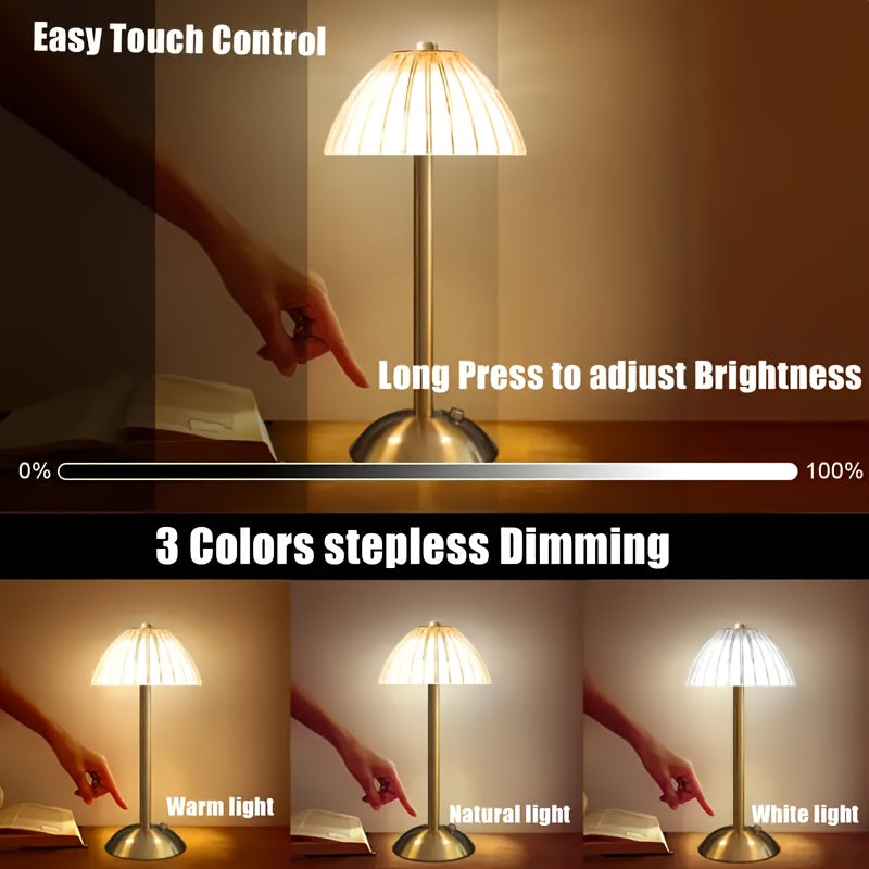 Golden Touch Table Lamp | USB Rechargeable | Faceted Crystal Metal LED Dimmable Touch Control