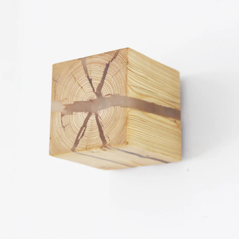 WoodAura Wall Light | Hand-Carved Solid Wood Resin Design | LED Handcrafted Bedroom