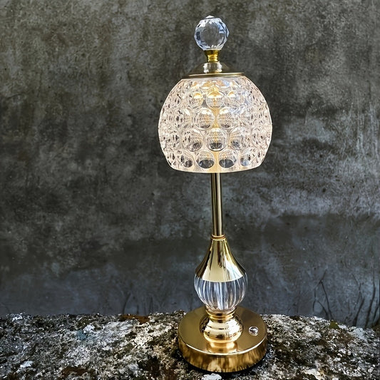 Crystal Touch Table Lamp | Rechargeable LED Bedside Light | Dimmable Touch Control Art Deco