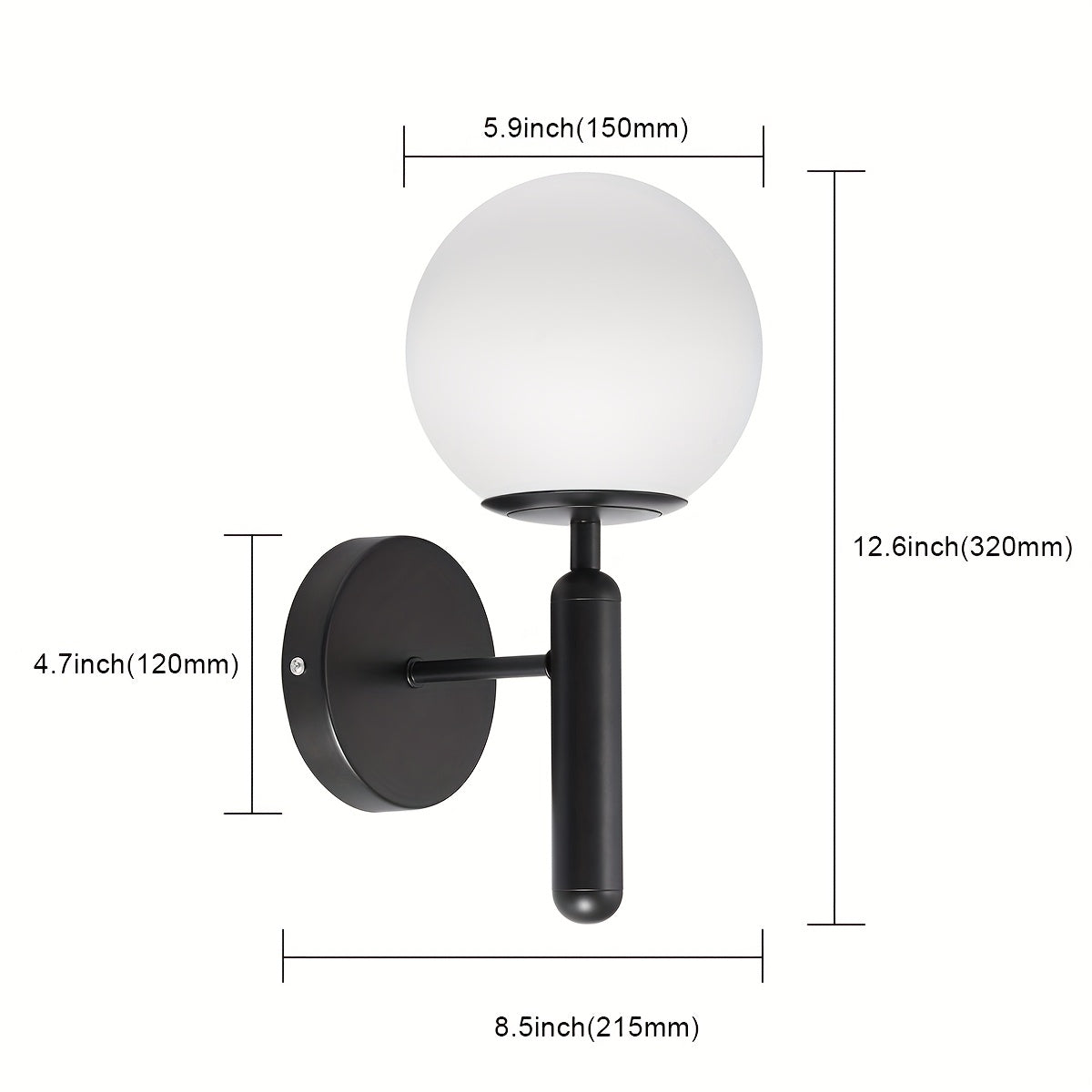 Modern Glass Globe Wall Sconce | Polished Metal Semi-Flush Mount Fixture | Ceiling Light