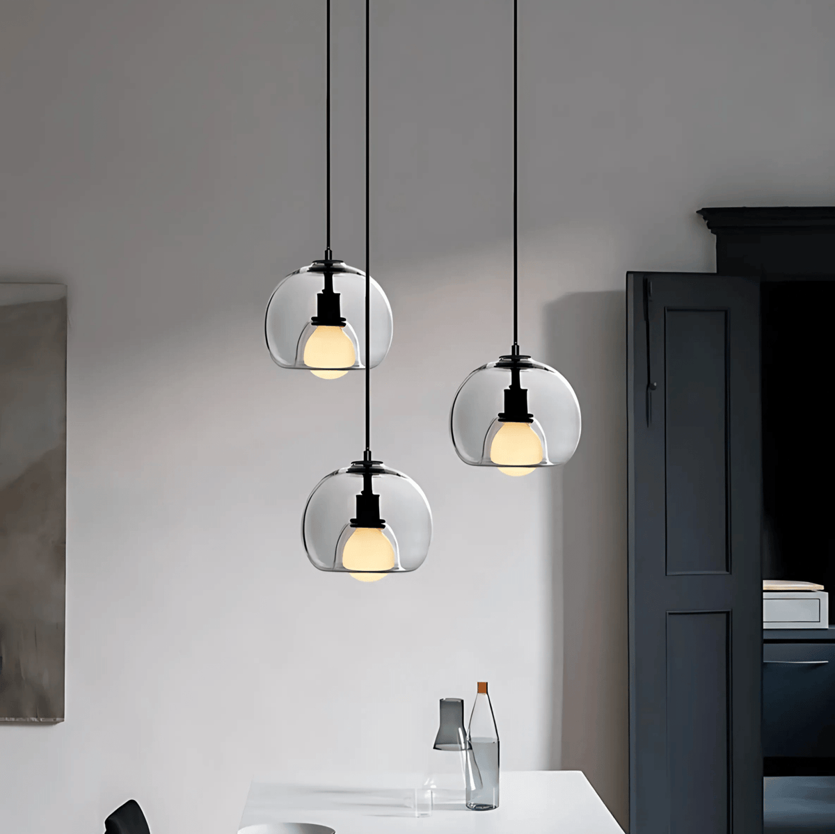 Clyde Glass Pendant Light | Modern Handblown Elegance | Dimmable Handcrafted Dining Room