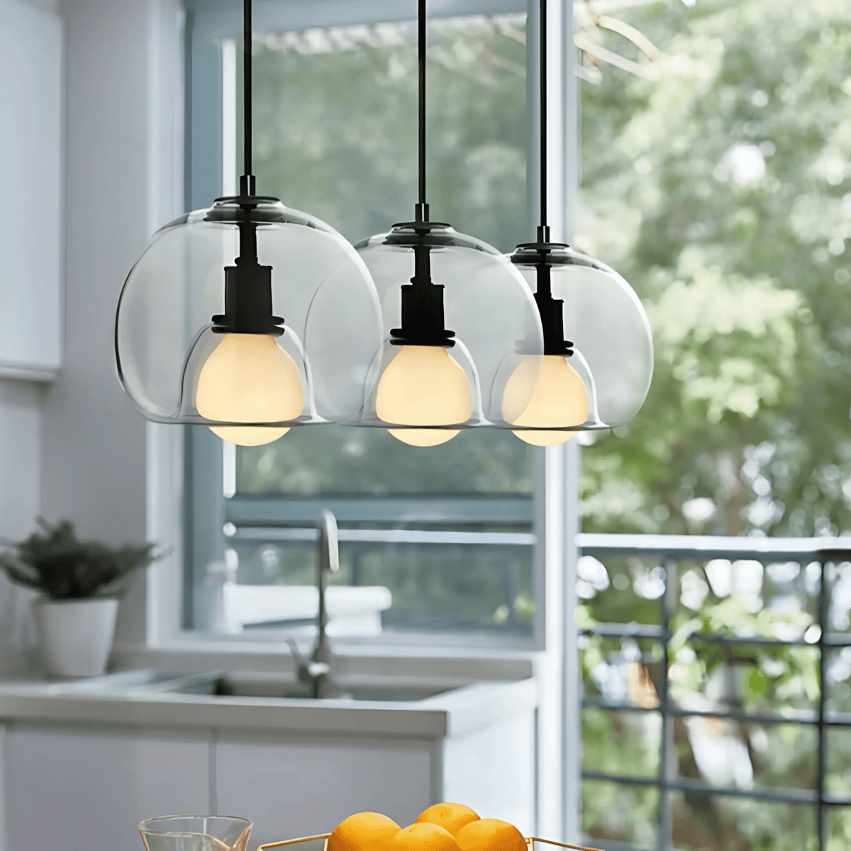 Clyde Glass Pendant Light | Modern Handblown Elegance | Dimmable Handcrafted Dining Room