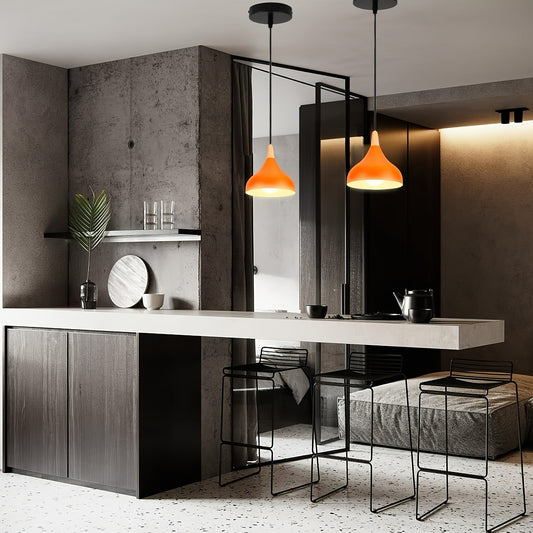 Modern Teardrop Pendant Light | Metal & Wood Hanging Lamp | Adjustable Nordic Industrial