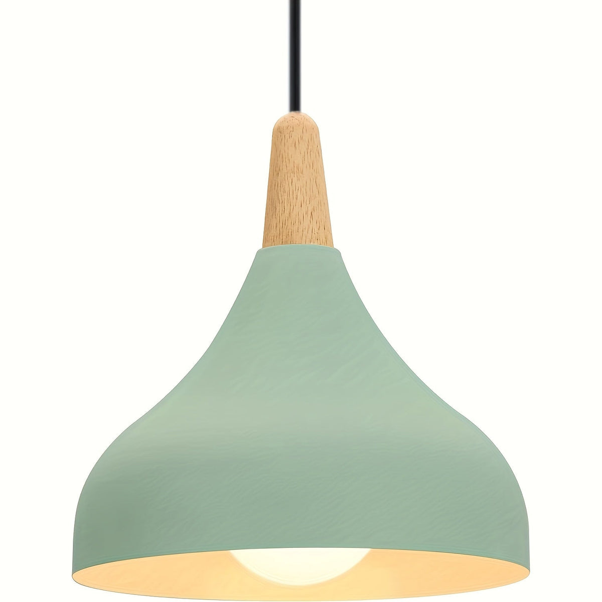 Modern Teardrop Pendant Light | Metal & Wood Hanging Lamp | Adjustable Nordic Industrial