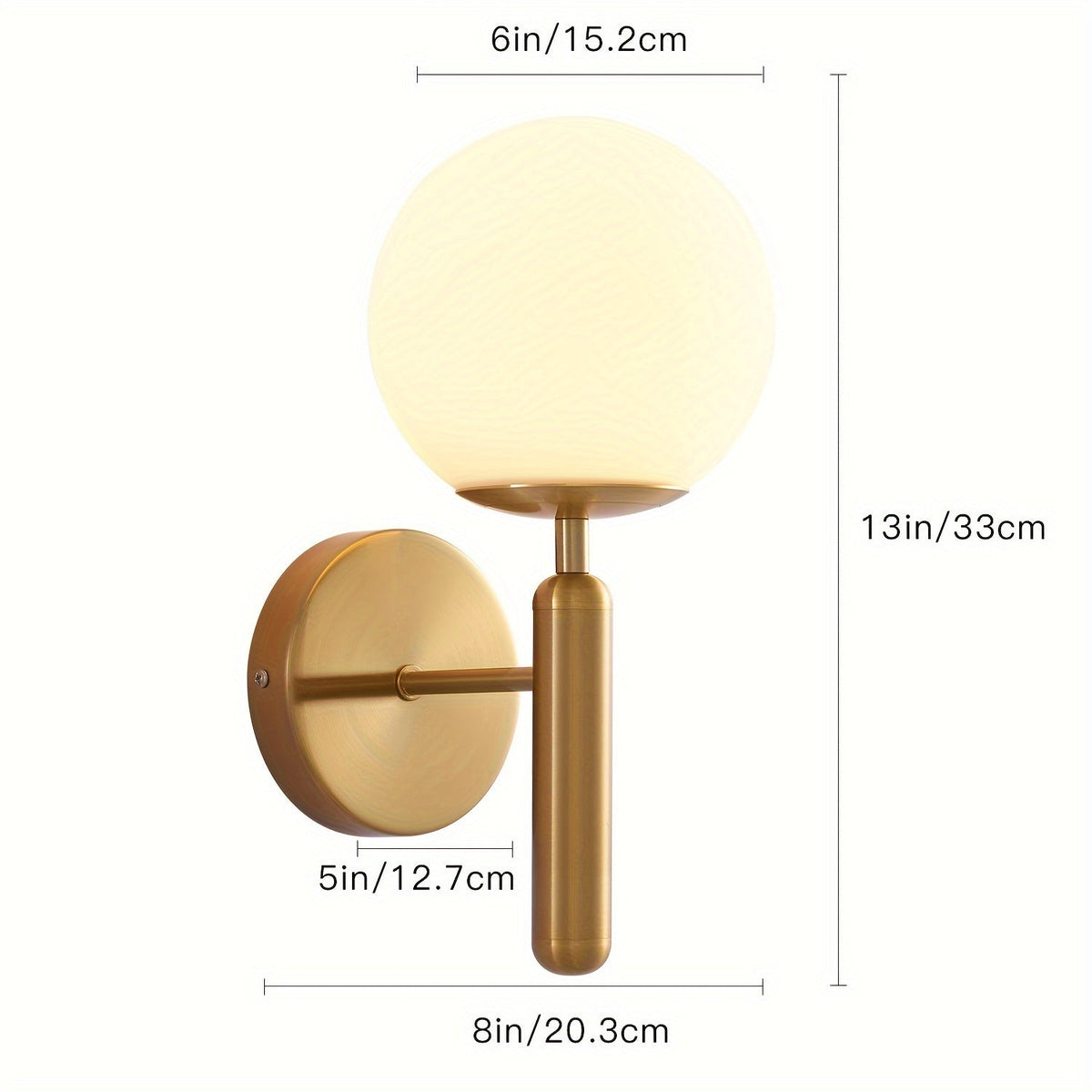 Modern Glass Globe Wall Sconce | Polished Metal Semi-Flush Mount Fixture | Ceiling Light