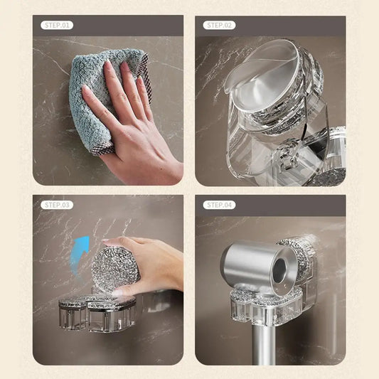 Wall-Mounted Hair Dryer Holder with Suction Cup