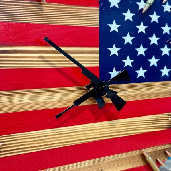 Handmade American Flag Clock, Handmade Patriotic Flag Bullet Clock