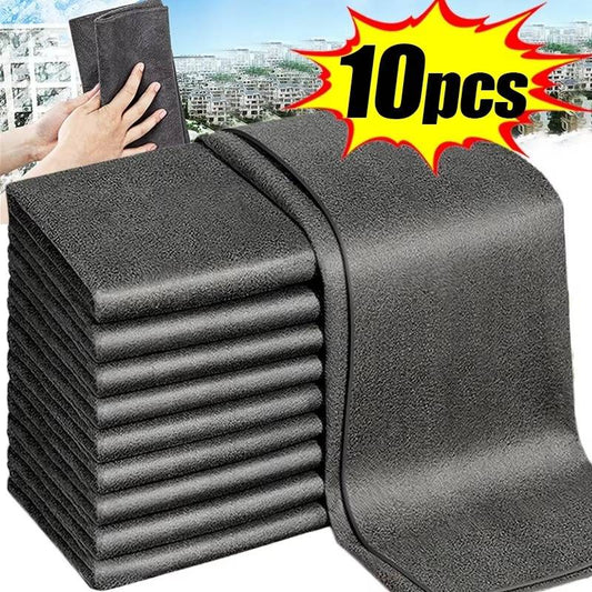 10pcs Versatile Microfiber Cloths for Windows Car Kitchen