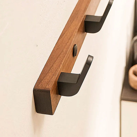 Minimalist Wall-Mounted Coat Hook with Wood & Metal Coat Holder