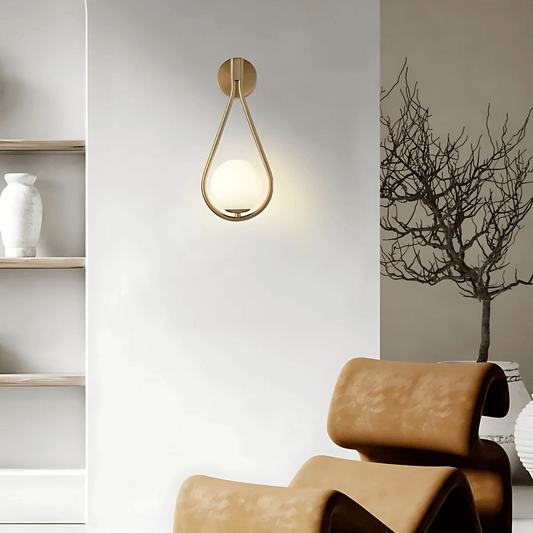 Droplet Wall Light | Modern Teardrop Wall Lamp | Glass Brass Dimmable Bedroom
