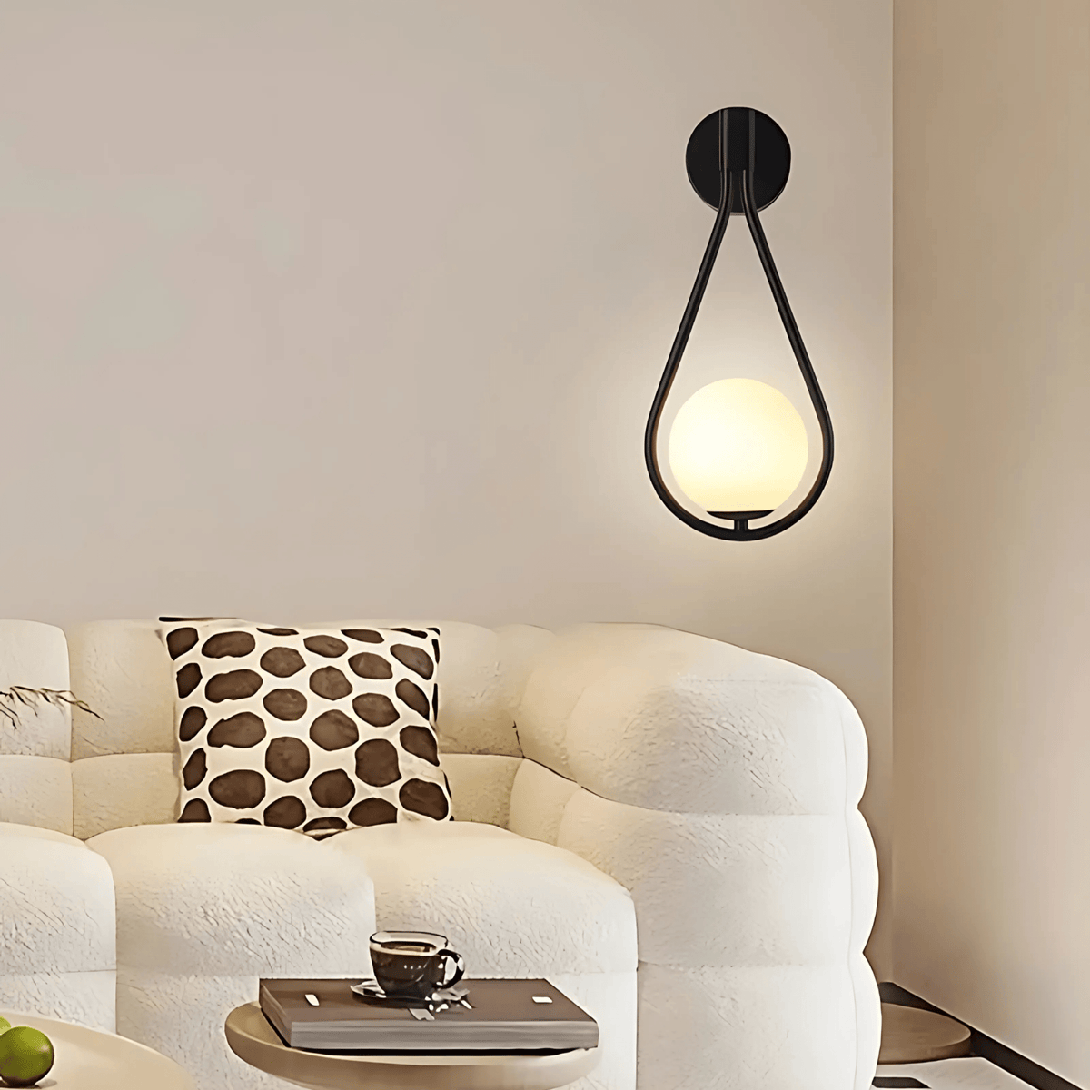 Droplet Wall Light | Modern Teardrop Wall Lamp | Glass Brass Dimmable Bedroom