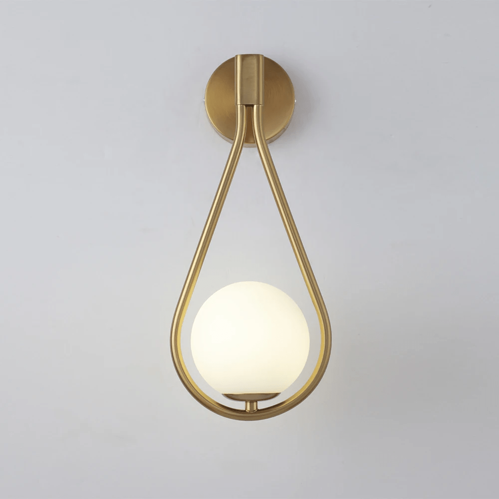 Droplet Wall Light | Modern Teardrop Wall Lamp | Glass Brass Dimmable Bedroom