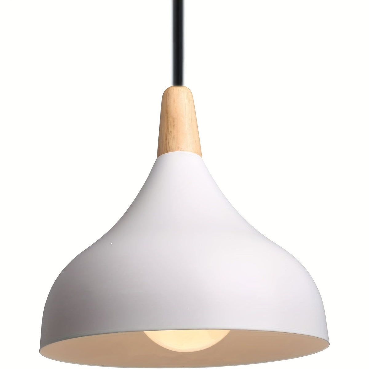 Modern Teardrop Pendant Light | Metal & Wood Hanging Lamp | Adjustable Nordic Industrial