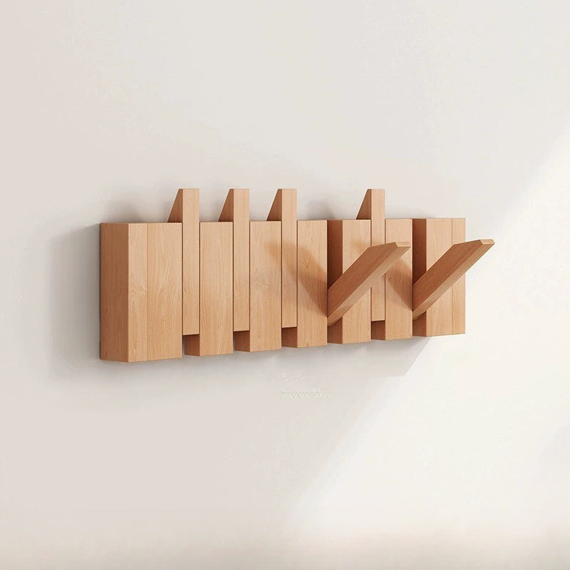 Wooden Wall Hooks | Foldable Piano Key Design Hanger Rack | Wall Organiser Wood Adjustable