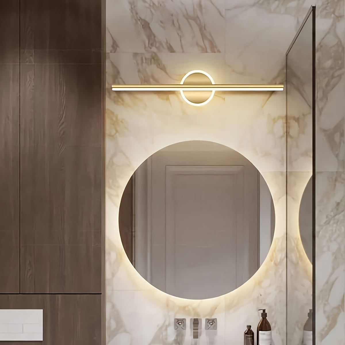 Luxe LED Mirror Wall Light | Minimalist Black & Gold Wall Lamp | Bedroom