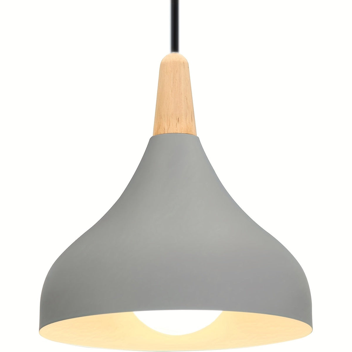 Modern Teardrop Pendant Light | Metal & Wood Hanging Lamp | Adjustable Nordic Industrial