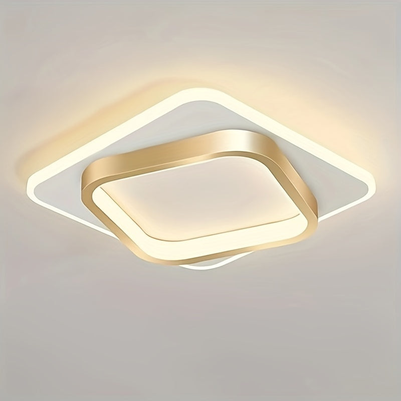 Modern Square LED Ceiling Light | Minimalist Geometric Flush Mount Fixture | Bedroom