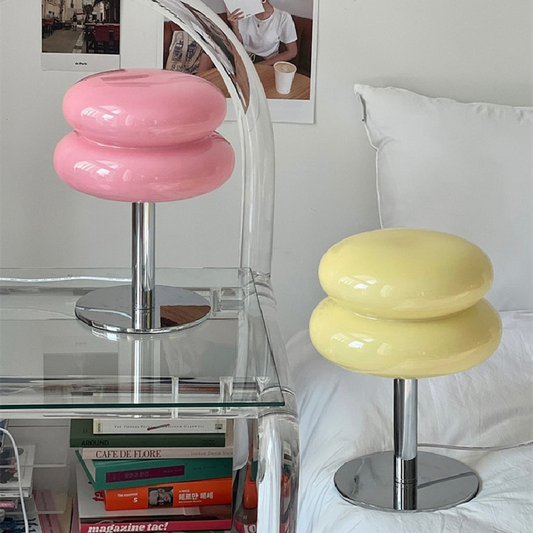 Italian Designer Glass Table Lamp | Modern Retro Accent Light | Polished Chrome LED Handcrafted