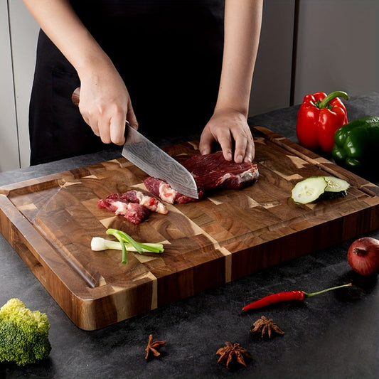 Acacia Wood Cutting Board | Durable End Grain Kitchen Chopping Block | Kitchen And Dining