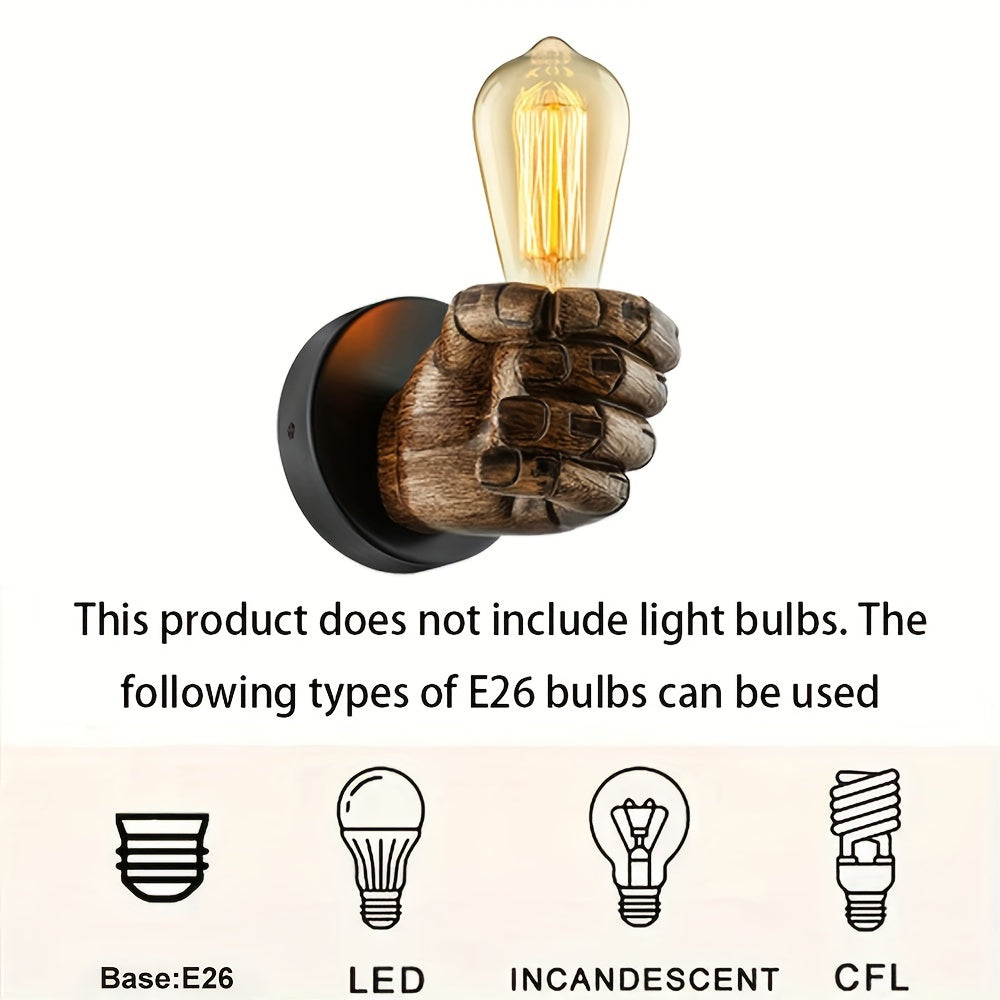 Industrial Hand Wall Lamp | Resin E26 Wall Sconce | Wall Light Vintage-inspired Bedroom