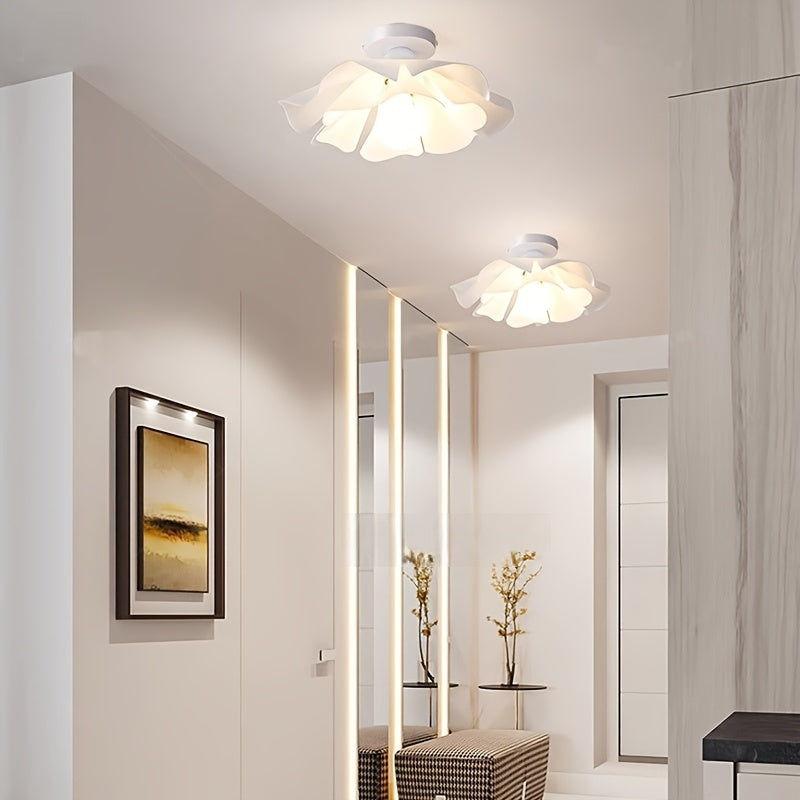 Rose Petal Ceiling Light | Modern Semi-Flush Flower Design | Bedroom