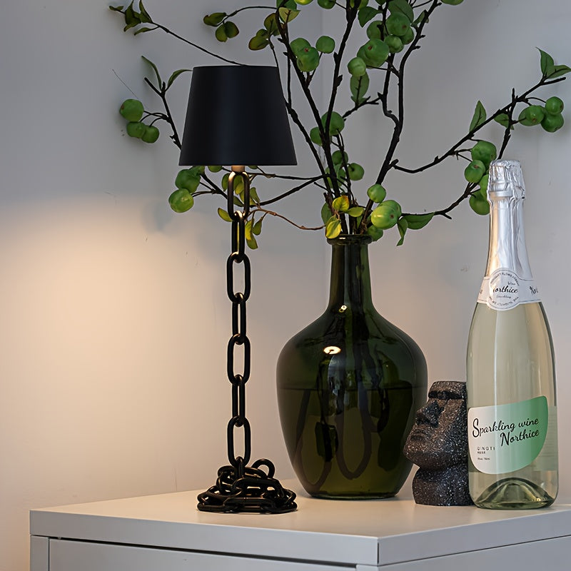 Modern Chain-Link Table Lamp | Rechargeable Touch LED Light | Industrial Bedside