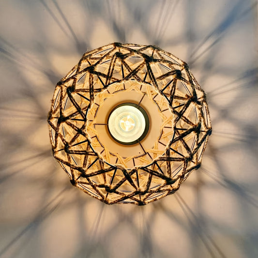 Bohemian Hemp Rope Ceiling Light | Handwoven Rustic Flush Mount Fixture | Handcrafted Bedroom