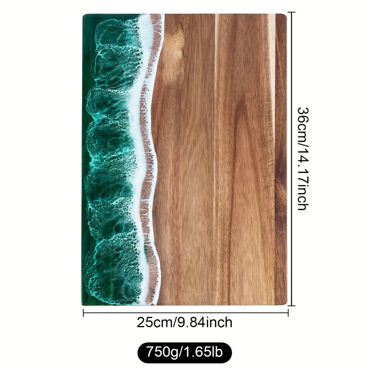 Wave Resin Cutting Board | Ocean-Inspired Acacia Wood Cheese & Serving Board | Water-Resistant