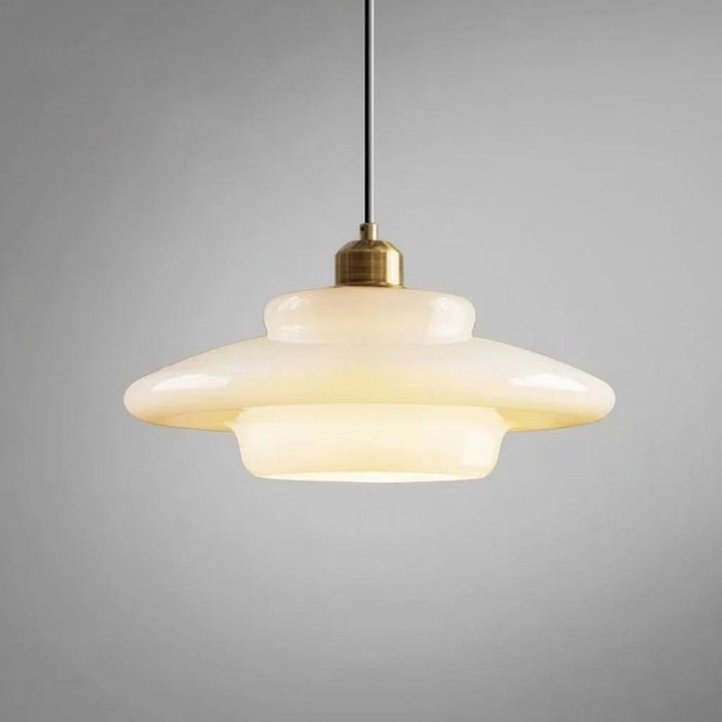 White Glass Pendant Light | Modern Mid-Century Elegance | Brass Handcrafted Mid-century