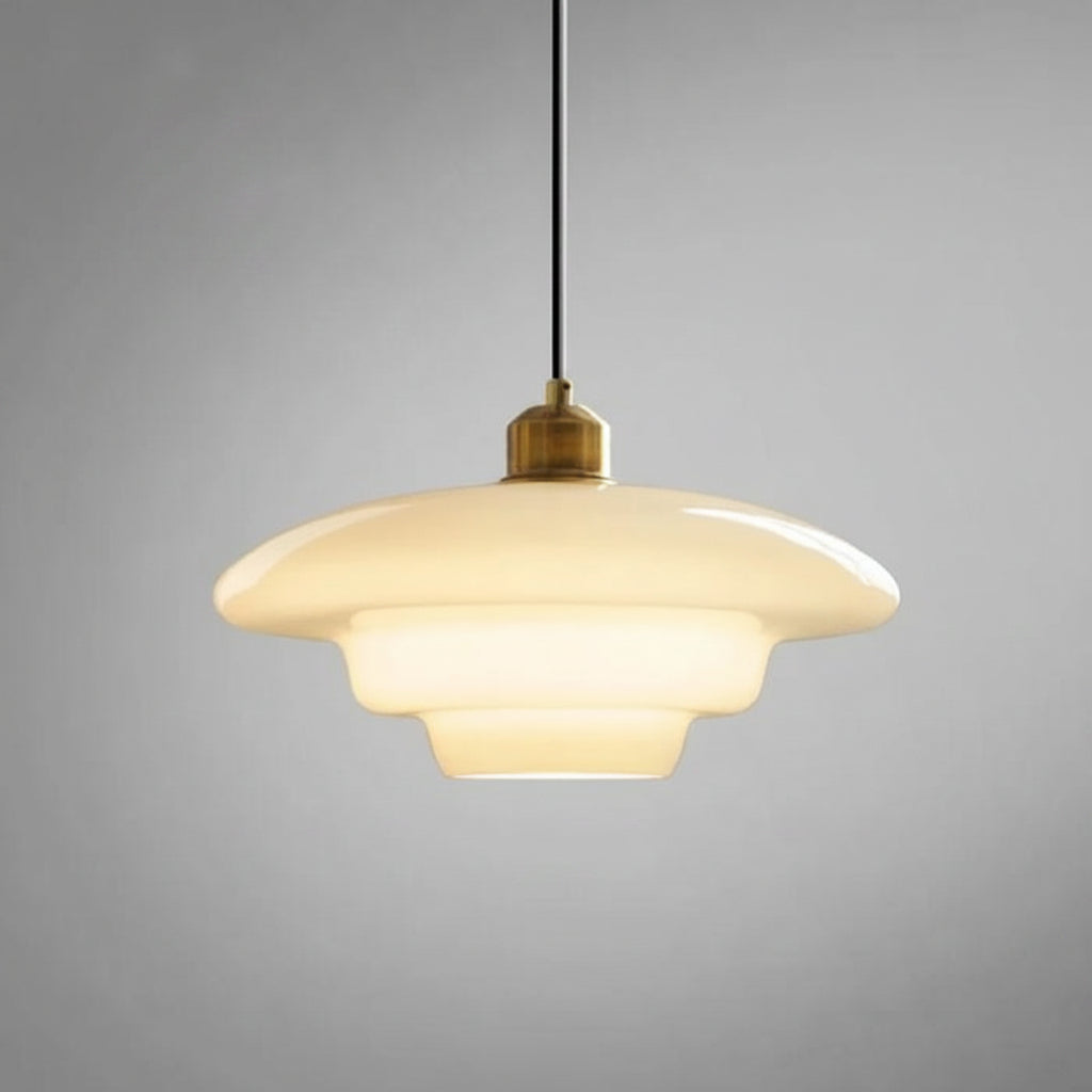 White Glass Pendant Light | Modern Mid-Century Elegance | Brass Handcrafted Mid-century