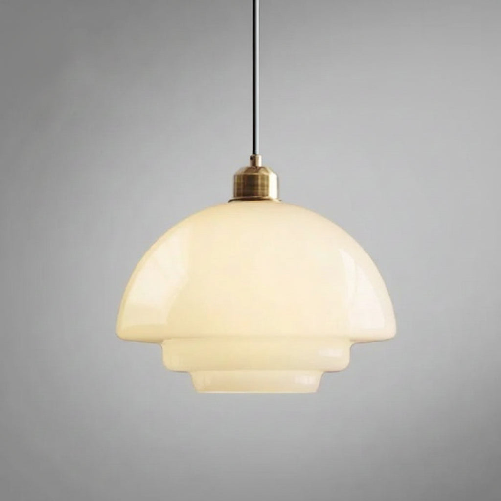 White Glass Pendant Light | Modern Mid-Century Elegance | Brass Handcrafted Mid-century